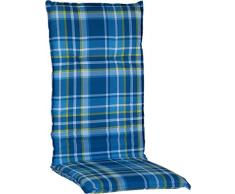 Gartenmöbel Auflage für Hochlehner 118x50cm 6cm Dick in karo blau grüne Linien