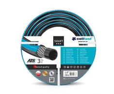 Cellfast Gartenschlauch SMART 3-lagiger mit dauerhafter Verstärkung aus Garn höchster Qualität, Doppelgeflecht mit Kreuz- und Trikotgewebe ATSV, druck- und UV-beständig 20 bar Berstdruck, 25m, 1 zoll,