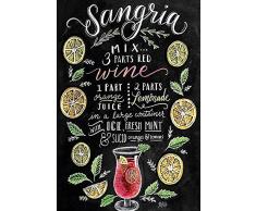 Schatzmix Cocktails Rezepte Recipe Sangria Wine Alkohol schwarz Hintergrund Metal Sign deko Sign Garten Blech