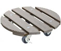 WAGNER Pflanzenroller - WPC - Wood Plastic Composites, witterungsbeständig, Taupe, Durchmesser 29 x 7,2 cm, 2 Feststeller, Tragkraft 100 kg - 20053601