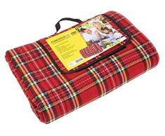 Idena 7570012 - Picknickdecke mit wasserabweisender Rückseite, ca. 170 x 200 cm, XXL, rot - kariert