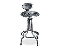 Relaxdays Barhocker Traktorsitz, höhenverstellbar, drehbar, Rückenlehne, Metall, HxBxT: 116 x 43 x 43 cm, grau/silber