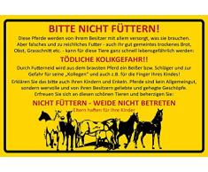 Schatzmix Bitte Nicht füttern! Pferd stall gelbe Warnschild Metal Sign deko Sign Garten Blech