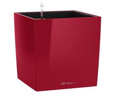 LECHUZA CUBE Premium 30, Scarlet Rot Hochglanz, Hochwertiger Kunststoff, Inkl. Bewässerungssystem, Herausnehmbarer Pflanzeinsatz, Für Innen- und Außennutzung, 16467