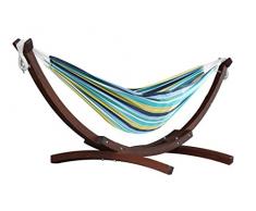 Vivere C8SPCT-29 Doppelhängematte aus Baumwolle mit stabilem Bogengestell aus Massivkiefernholz – Cayo Reef
