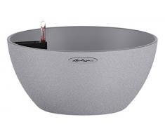 LECHUZA CUBETO Stone 40, Steingrau, Hochwertiger Kunststoff, Inkl. Bewässerungssystem, Herausnehmbarer Pflanzeinsatz, Für Innen- und Außenbereich, 13840