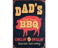 Schatzmix Dads BBQ Chillin & Grillin Grill Metal Sign deko Sign Garten Blech