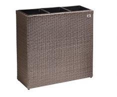 Gartenfreude Pflanzkübel, Raumteiler Polyrattan, 3x Kunststoff-Einsätze, mocca, 76x26x73 cm, 4000-1070-024