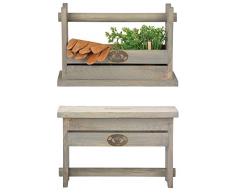 Esschert Design Werkzeughocker/ -kiste, 39 x 18 x 25 cm, aus Holz, mit Griffloch, Holzhocker, Holzkiste