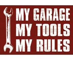 Schatzmix My Garage My Tools My Rules lustig Metal Sign deko Schild Blech Garten