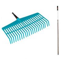 GARDENA combisystem-Rechenbesen-Aktion: Laubrechen aus hochwertigem Kunststoff, rasenschonend, Holzstiel aus FSC 100%-zertifiziertem Holz, Arbeitsbreite 43 cm (3020-23)