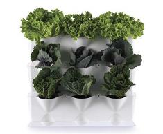 Minigarden Vertical 1 Set für 9 Pflanzen, erweiterbarer vertikaler Garten im Baukastensystem, freistehend am Boden aufstellbar oder zur Wandmontage, innovatives Abflusssystem, lange Lebensdauer (Weiß)