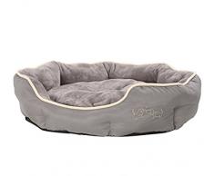 Dehner Hunde- und Katzenbett Sammy, oval, ca. 70 x 65 x 14 cm, Polyester, grau