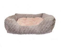 Rosewood 04406 Hundebett Large aus kuschelig weichem Pelz mit Wirbelmuster und Plüsch-Wendekissen innen - Maschinenwäsche, 71 x 58 cm, grau/pink