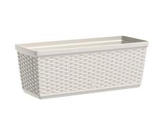 Emsa 515021 Casa Mesh Blumenkasten für den Balkon, Länge: 50 cm, Selbstbewässerungssystem, weiß