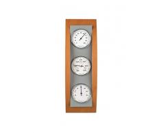 TFA Dostmann Analoge Wetterstation, aus Aluminium und Holz, Barometer, Thermometer, Hygrometer