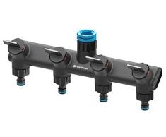 Cellfast 4-Wege-Verteiler Ergo ermöglicht einen gleichzeitigen Anschluss von Zwei Anlagen an einen Wasserhahn, fliessende Regulierung des Wasserdurchflusses, 53-240, Schwarz