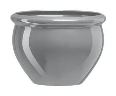 Emsa 516690 Blumenkübel für Innen- und Außenbereich, Glasurkeramik-Optik, Ø 26 cm, Staubgrau, Siena Nobile