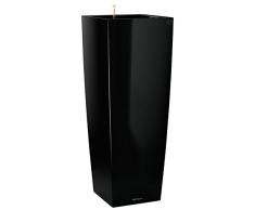 LECHUZA CUBICO Alto Premium 40, Schwarz Hochglanz, Hochwertiger Kunststoff, Inkl. Bewässerungssystem, Herausnehmbarer Pflanzeinsatz, Für Innenraumbegrünung, 18239