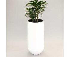 Pflanzkübel Blumenkübel Blumentopf Fiberglas rund konisch D25xH55cm hochglanz weiß.