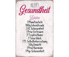 Schatzmix Rezept Gesundheit, zutaten lächeln, lebensfreude…. Spruch Metal Sign deko Schild Blech Garten