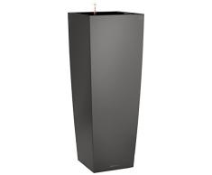 LECHUZA CUBICO Alto Premium 40, Anthrazit Metallic, Hochwertiger Kunststoff, Inkl. Bewässerungssystem, Herausnehmbarer Pflanzeinsatz, Für Innenraumbegrünung, 18233