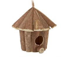 Relaxdays Mini Vogelhaus, Deko zum Aufhängen, unbehandeltes Holz, rustikal, Balkon, Garten, Häuschen 16x16x16 cm, Natur