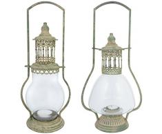Esschert Design Aged Metal Grün Laterne Sortiert aus veraltetem Metall und Glas, 18,3 x 14,7 x 46,0