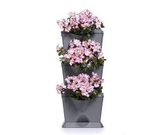 Minigarden One 1 Set für 3 Pflanzen, erweiterbarer vertikaler Garten im Baukastensystem, freistehend am Boden aufstellbar oder zur Wandmontage, innovatives Abflusssystem, Lange Lebensdauer (Grau)
