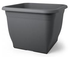 Floralo Salo Blumentopf 23 cm x 23 cm, 18 cm hoch, anthrazit, wetterfestes Pflanzgefäß aus UV-beständigem Kunststoff, dunkelgrau