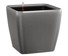 LECHUZA QUADRO Premium LS 35, Anthrazit Metallic, Hochwertiger Kunststoff, Inkl. Bewässerungssystem, Herausnehmbarer Pflanzeinsatz, Für Innen- und Außenbereich, 16163