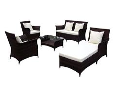 Baidani Designer Rattan Lounge-Garnitur Royalty, braun meliert