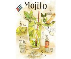 Schatzmix Cocktail Rezept Recipe Mojito Rum Minze helle Hintergrund Metal Sign deko Sign Garten Blech
