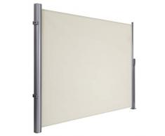 SONGMICS 160 x 300 cm (H x L) Seitenmarkise für Balkon und Terrasse, mit Bodenmontage, Sichtschutz, Sonnenschutz, Seitenrollo Beige GSA160E