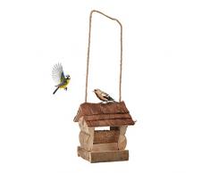 Relaxdays Vogelfutterhaus, naturbelassen, handgefertigt, Deko für Balkon und Garten, Holz, HxBxT: 15 x 12 x 15 cm, natur