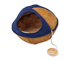 HUNTER DUBLIN Katzenhöhle, Katzenbett, Schlafplatz für Katzen, weich, mit Katzenspielzeug, 35 x 35 x 27 cm, blau