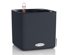 LECHUZA CUBE Color 16 Pflanzgefäß mit Erd-Bewässerungs-System, Schiefergrau, 17 x 17 x 16 cm