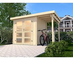 weka Gartenhaus 321 A Gr. 5, natur, 19 mm, DT Milchglas, Anbau 115 cm