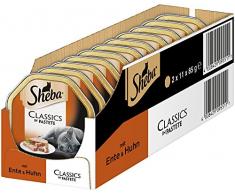 Sheba Adult Katzen-/Nassfutter, für erwachsene Katzen Classics in Pastete, mit Ente und Huhn, 22 Schalen (22 x 85 g)