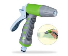 Relaxdays Gartenbrause Hochdruck, regulierbarer Wasserdruck, Dauerarretierung, 1/2 Anschluss, Handbrause Garten, bunt