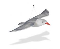 Relaxdays Vogelschreck Möwe, fliegend, zum Aufhängen, Dekofigur, Taubenschreck für Garten, Balkon, Terrasse, weiß/grau