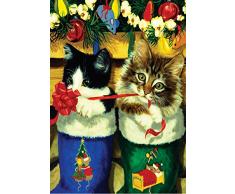 Toland Home Garden Weihnachtsstrumpf Kätzchen dekorativ Weihnachten Urlaub Katze Geschenk Band Haus Flagge – 101235 Strumpf Kätzchen Garden Flag-12.5 x 18