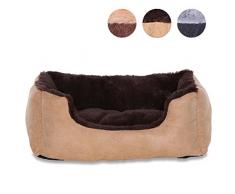 Hundebett, Hundekissen, Hundekörbchen mit Wendekissen, Größe S, Farbe braun/beige
