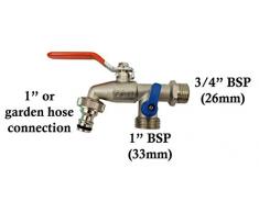 Bradas GKK0534 Doppelanschluss Garten im Freien Wasserhahn Zapfventil 3/4 x x 1 Zoll, Silber