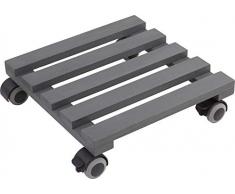 Metafranc Pflanzenroller 300 x 300 mm - 60 kg Tragkraft - Kiefer-Platte - Grau - TPE-Rollen mit 2 Feststellern / Indoorroller / Blumenroller / Transporthilfe für Pflanzen / 825260