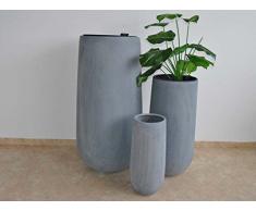 Pflanzkübel Blumenkübel Pflanztopf Blumentopf Fiberglas rund konisch D26xH56cm grau.