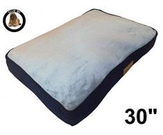 Ellie-Bo Hundebett für Käfig oder Transportbox, 76,2 cm, Medium, 71 cm x 48 cm, Seiten aus Cord Blau, Oberseite aus Kunstfell Grau