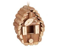 Relaxdays Mini Vogelhaus, zum Aufhängen, unbehandeltes Holz, Balkon, Terrasse, Gartendeko Nistkasten, 24,5x11x8cm, natur