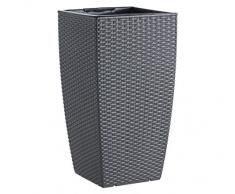 Dehner Pflanztopf mit Bewässerungssystem, ca. 57 x 30 x 30 cm, Polyrattanoptik, granit