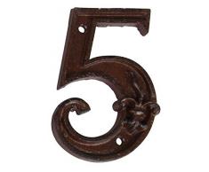Esschert Design Gusseiserne Hausnummer 5, rostbraun, 8.1 x 1.1 x 11.6, DB62-5